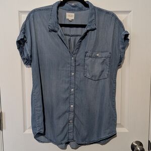 Women's Casual Blue Button Down Shirt